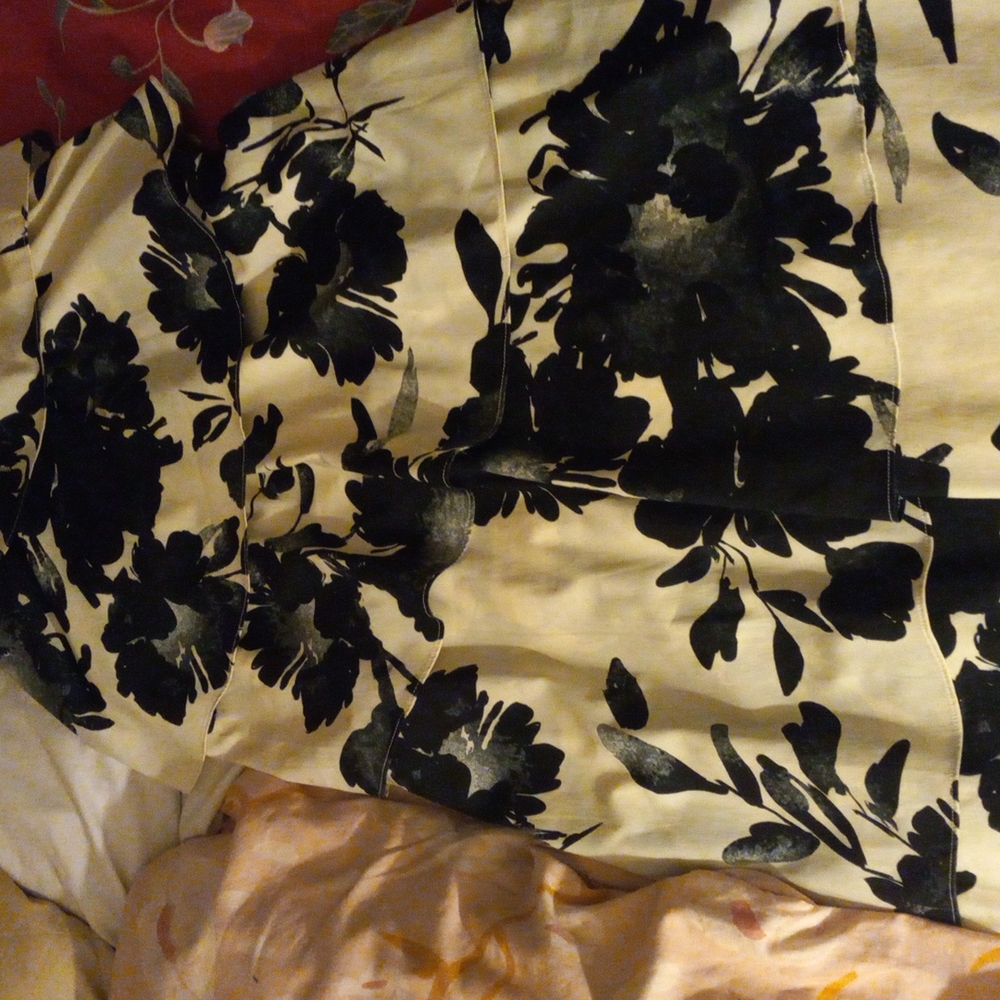 Dress black and white with black floral flowers